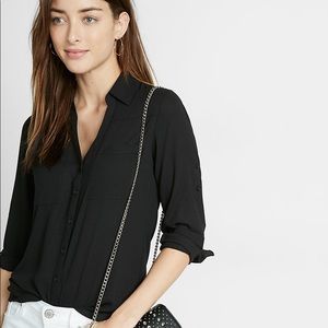 Express Black Portofino Button Down Blouse